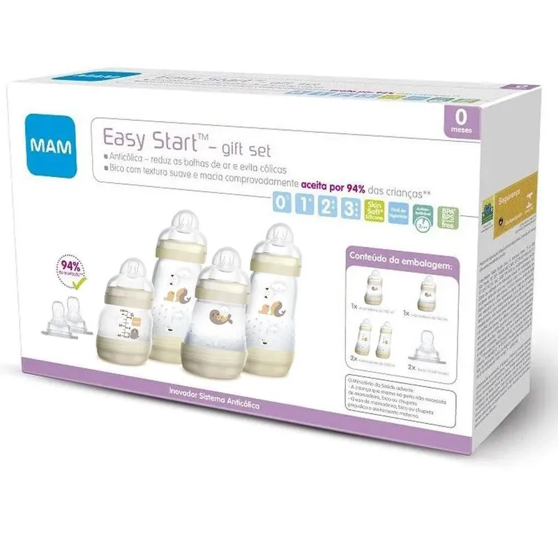 Mamadeira Mam Neutra 0+/2+/4+mes 130/160/260ml + 2 Bicos