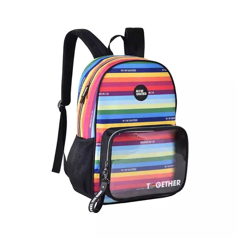 Mochila Teen Up Listras Transparente Now United 16" Modelo NU4002