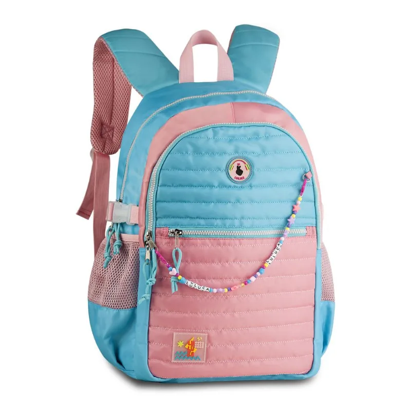 Mochila Escolar Luluca Azul e Rosa - Clio Style