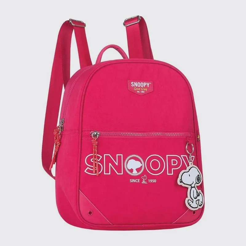 Bolsa Mochila De Costas Em Nylon Snoopy Collors Sp2846 Pink