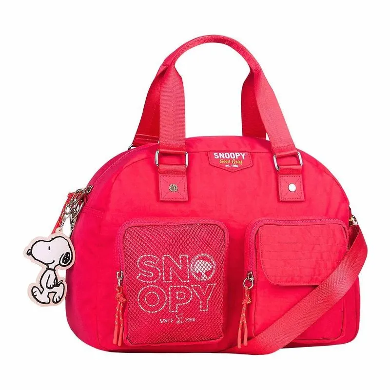 Bolsa Baú G Oficial Snoopy Colors Em Nylon Sp2848 Pink