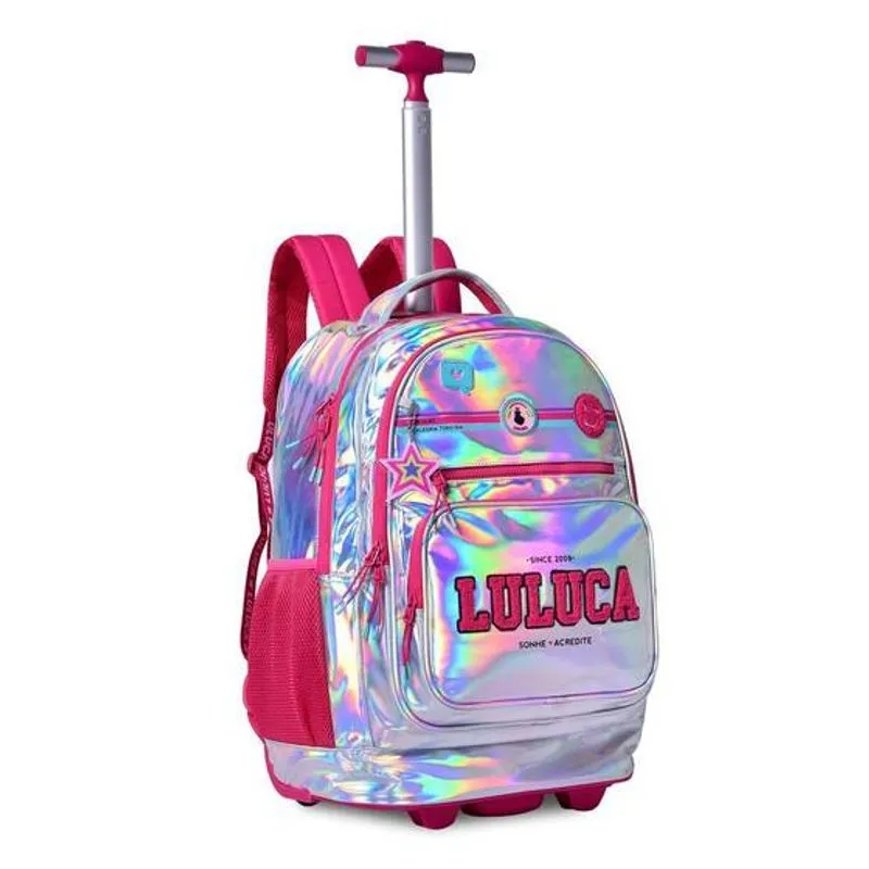 Mochila De Rodinha Escolar - Bolsa - Luluca Holografica UP IMPORTAVAO E EXPO