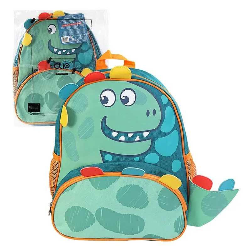 Mochila Infantil Escolar de Costas Dino Verde Clio Pets