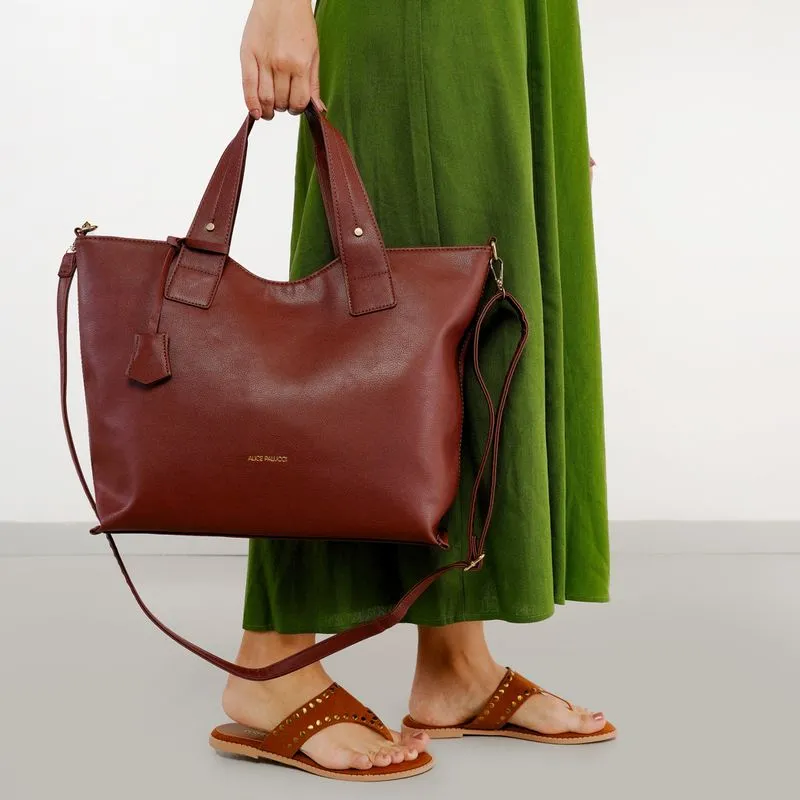 Bolsa Tote Alice Palucci Alça Removível Feminina Marrom MARROM - UNICO
