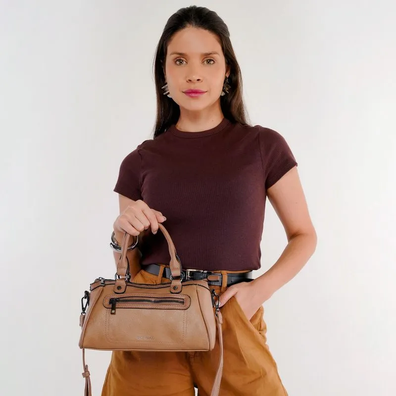 Bolsa Tiracolo Alice Palucci Zíper Frontal Feminina Bege BEGE - UNICO
