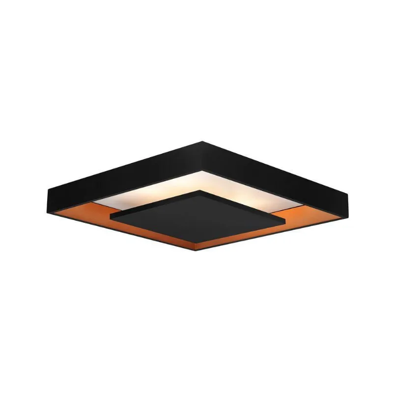 Plafon Newline New Picture 547 Led 60cm Bivolt Preto Dourado 3000k Luz Amarela