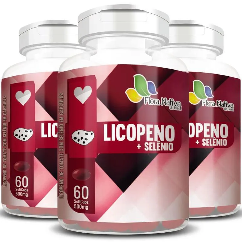 Licopeno + Selênio Original 500mg - 3 Potes 180 Cáps