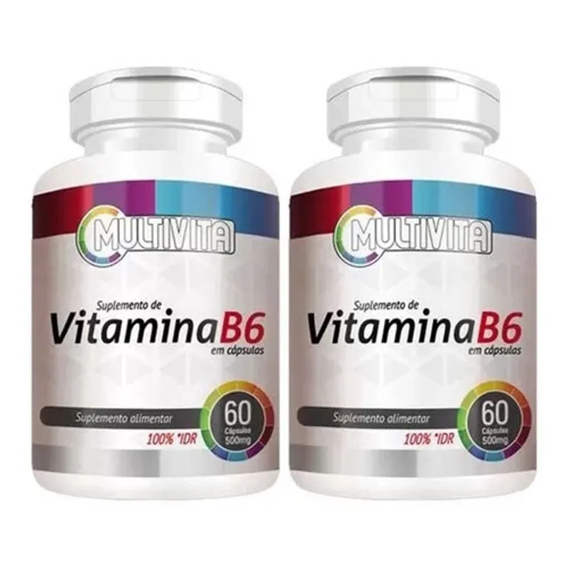 2x Vitamina B6 Piridoxina 60 Cápsulas 60mg