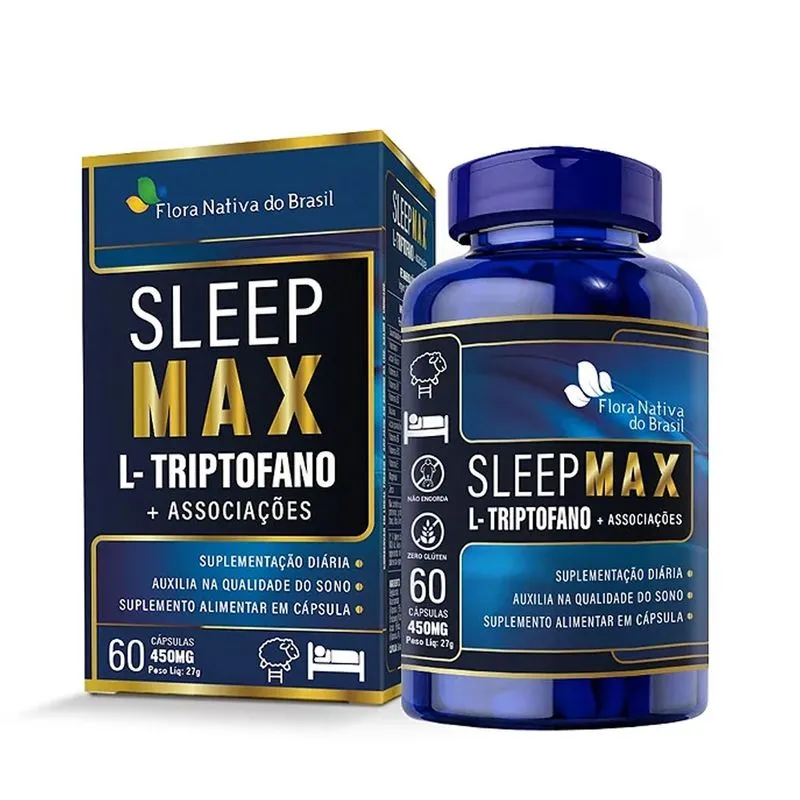 Sleep Max - Triptofano + Vitamina B6 + Vitamina B12 Metilcobalamina + Ácido Fólico + Zinco + Niacina 60 Capsulas 450mg