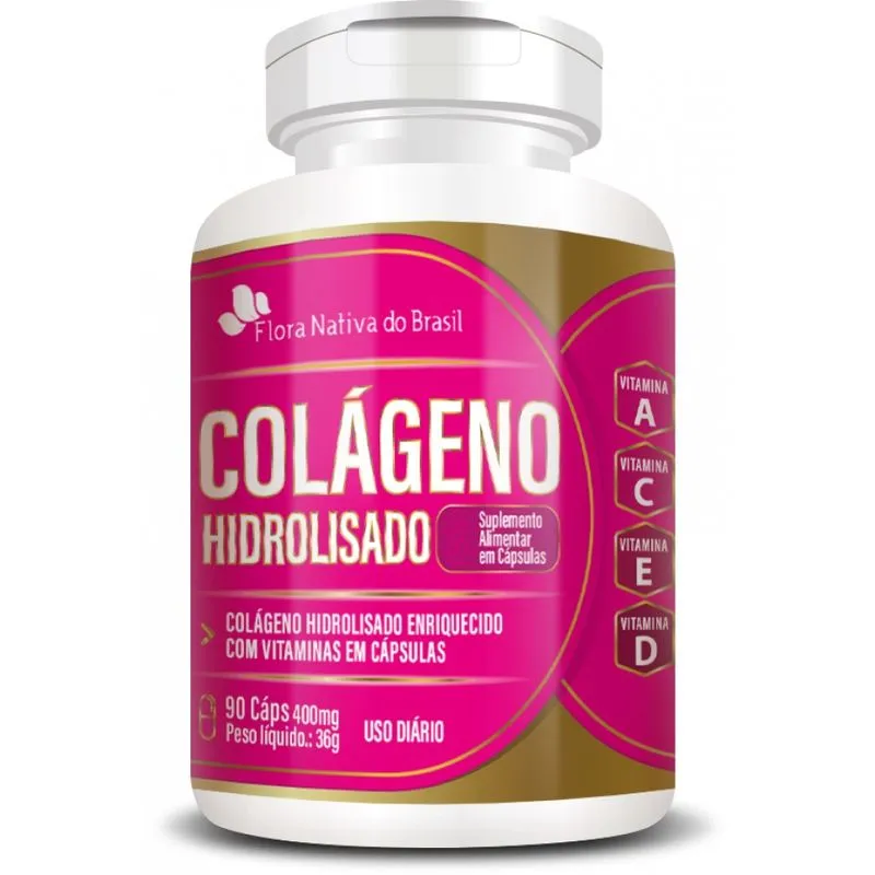 Colágeno hidrolisado com Vitaminas 400mg - 90 Cápsulas - Suplemento Nutricional