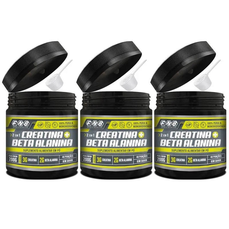 3x Fnb Creatina + Beta Alanina 100% Pura 200g - Flora nativa do Brasil