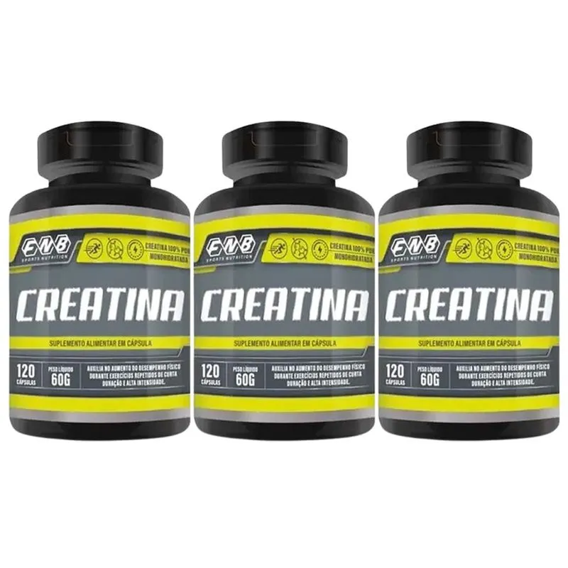 Kit 3 Creatina Monohidratada Pura 120 Capsulas 3000mg fnb