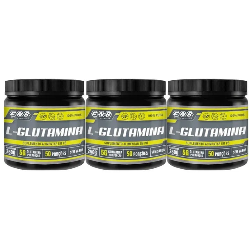 Kit 3x Glutamina 100% Pura Micronizada 250g fnb