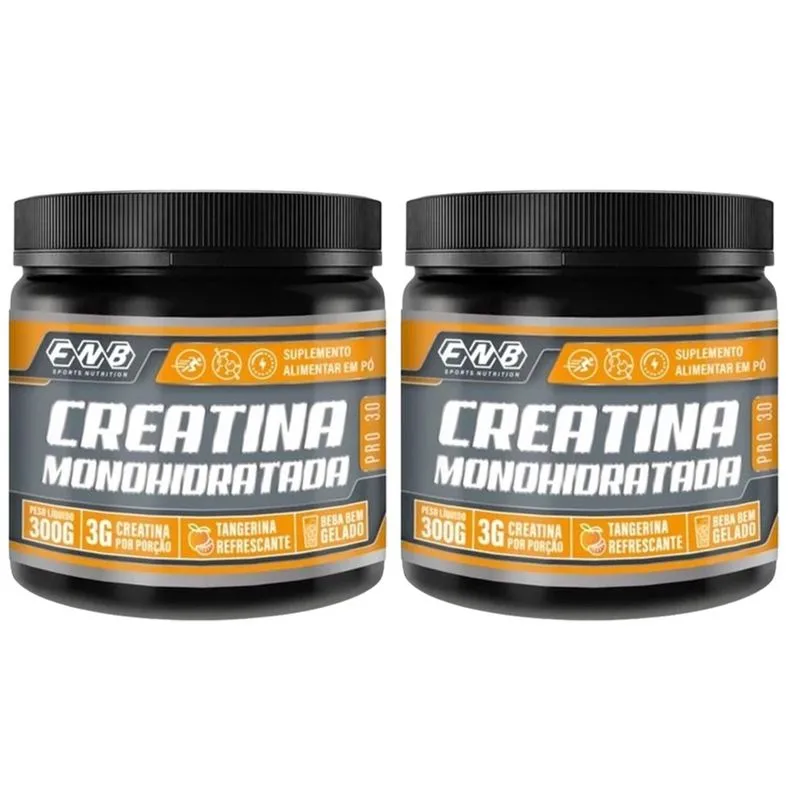 Kit 2x Creatina Monohidratada em Pó Sabor Tangerina 300g fnb