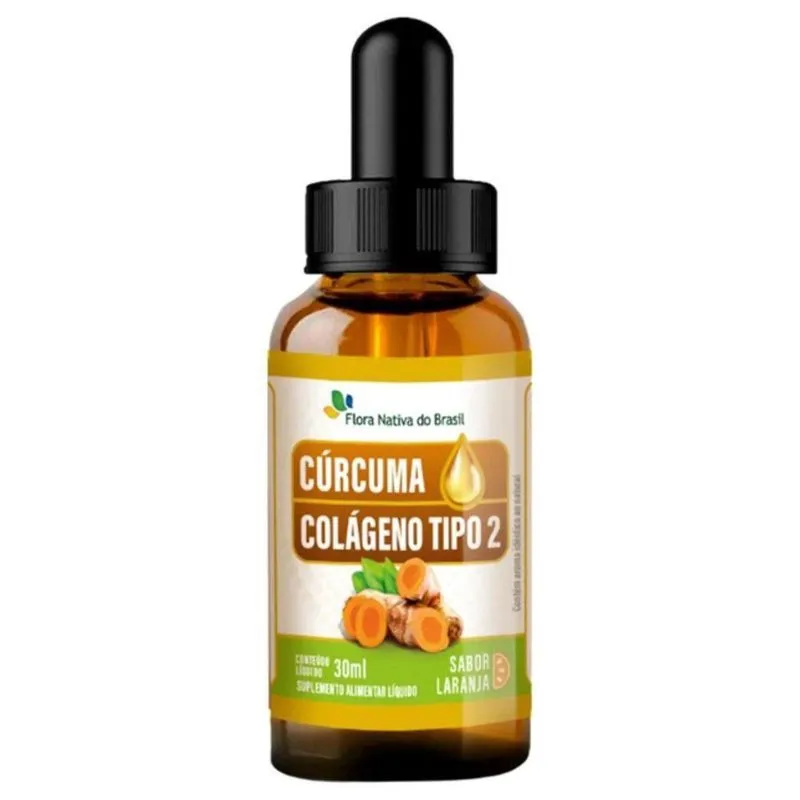Cúrcuma + Colágeno Tipo Ii Em Gotas, Sabor Laranja, 30ml