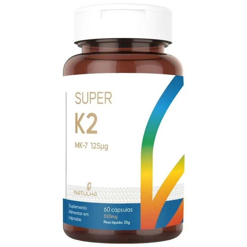 Super K2 (menaquinona-7) 125mcg 60 Cápsulas - Natulha