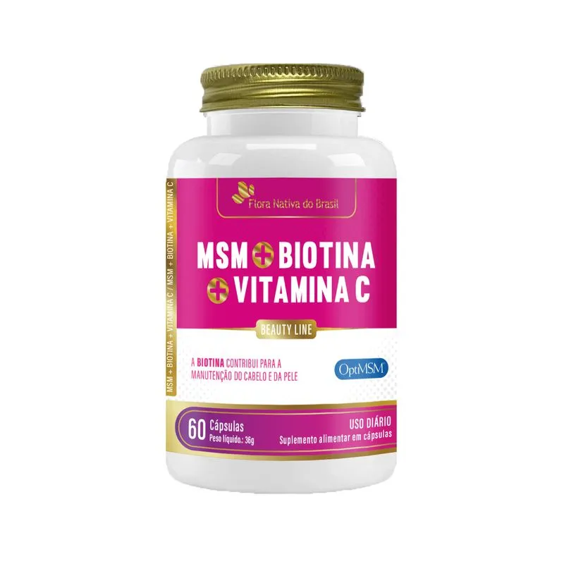 Msm + Biotina E Vitamina C Beauty Line 60 Cápsulas Flora Nativa