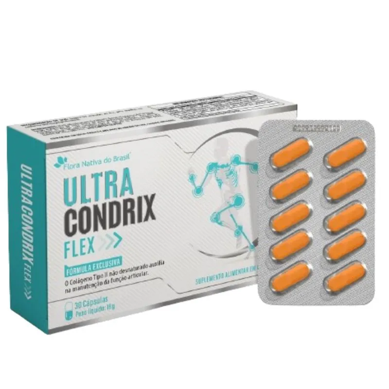 Ultra Condrix - Colágeno tipo 2 + Curcuma + Msm + Hialuronico + Vitamina K2 + D3 30 Caps