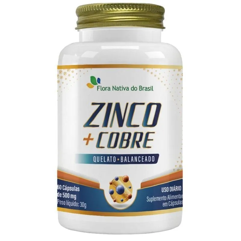 Zinco + Cobre Quelato 60 Cápsulas - Flora Nativa