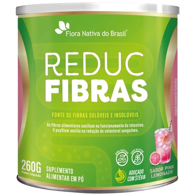 Flora Nativa - Reduc Fibras (Psyllium, Chicória, Beterraba) - 260g -Pink Lemonade