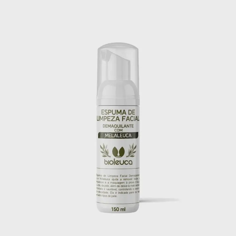Espuma de Limpeza Facial Mousse Demaquilante Com Melaleuca Bioleuca 150ml