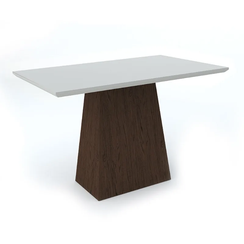 Mesa Jasmin Ret 1,20 B. Mdf Castanho Tpo Mdf Off White Vd Off White