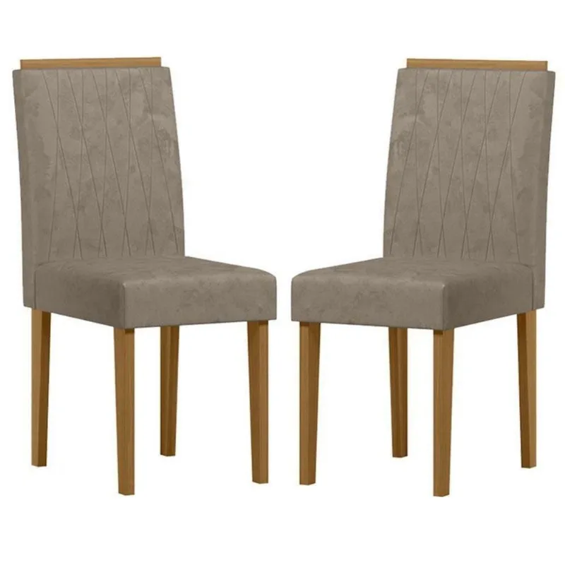 Cadeira Para Mesa De Jantar Ana Kit 2 Peças Ype Camurça Marrom – New Ceval