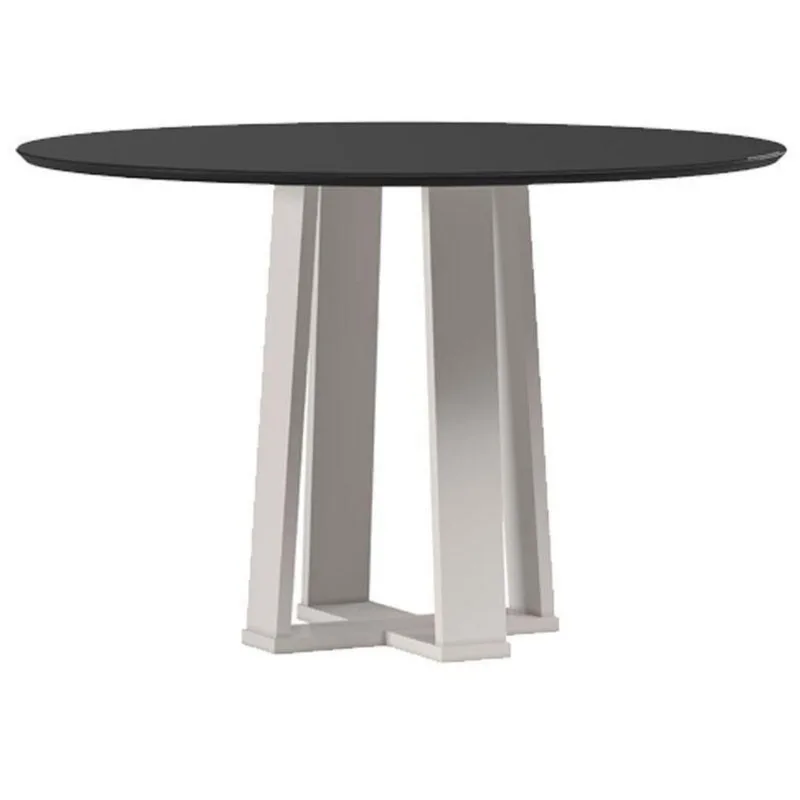 Mesa De Jantar 120 Cm Isabela Com Vidro Off White Preto – New Ceval