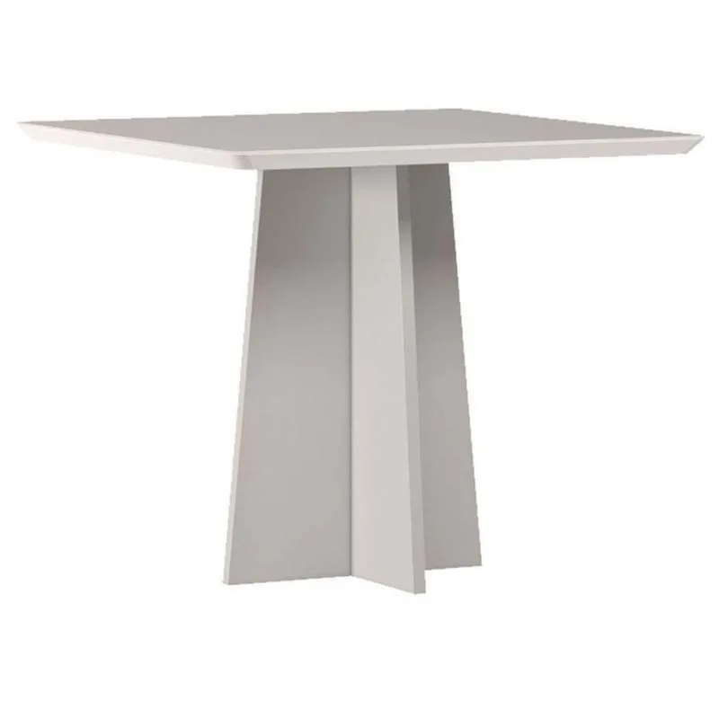Mesa De Jantar Anitta 90x90 Cm Com Vidro Off White New Ceval