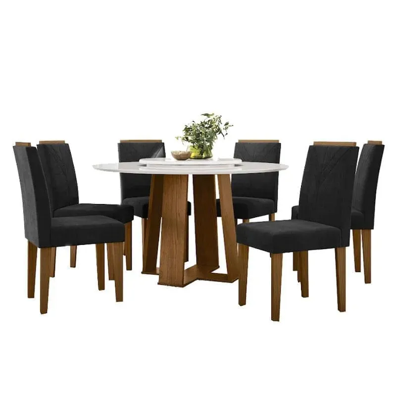 Mesa de Jantar Redonda New Ceval Isabela com 6 Cadeiras Amanda SALA JANTAR NEW CEVAL ISABELA 6CAD AMA