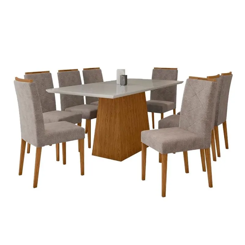 Mesa de Jantar Retangular New Ceval Barbara com 8 Cadeiras SALA JANTAR NEW CEVAL BARBARA 8CAD BER