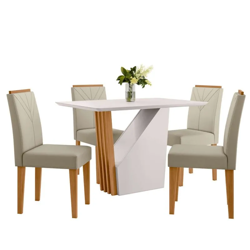 Mesa de Jantar Retangular New Ceval Veneza com 4 Cadeiras Ana SALA JANTAR NEW CEVAL VENEZA 4CAD ANA