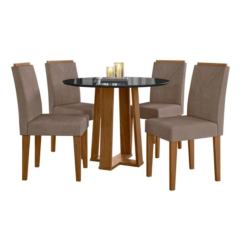 Conjunto Mesa Isabela Redonda Ype Preto Com 4 Cadeiras Amanda - New Ceval