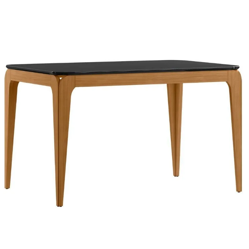 Mesa Aurea 6 Lugares Retangular Vidro 120x80CM Preta New Ceval Móveis