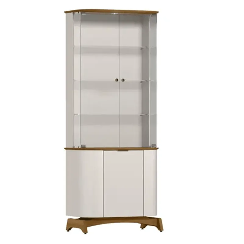 Cristaleira Serena New Ceval 2 Portas com Espelho OffWhite/Ypê Damasco
