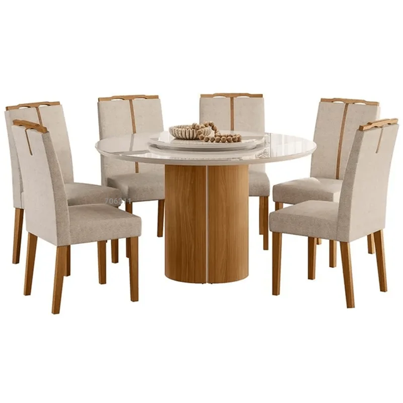 Mesa de Jantar Redonda New Ceval Serena com 6 Cadeiras Herica