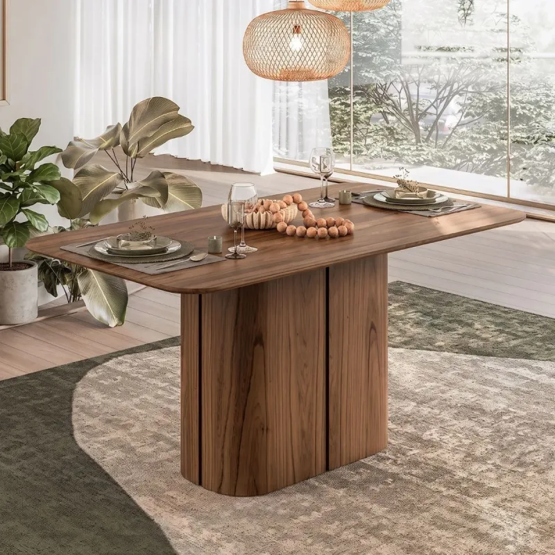Mesa de Jantar 6 Lugares 1,60m x 0,90m 100% MDF Design Curvo Serena