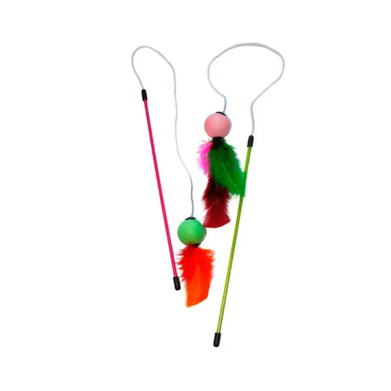 Brinquedo Plumas E Penas Varinha Fishing Ball Para Gatos - Cores Sortidas