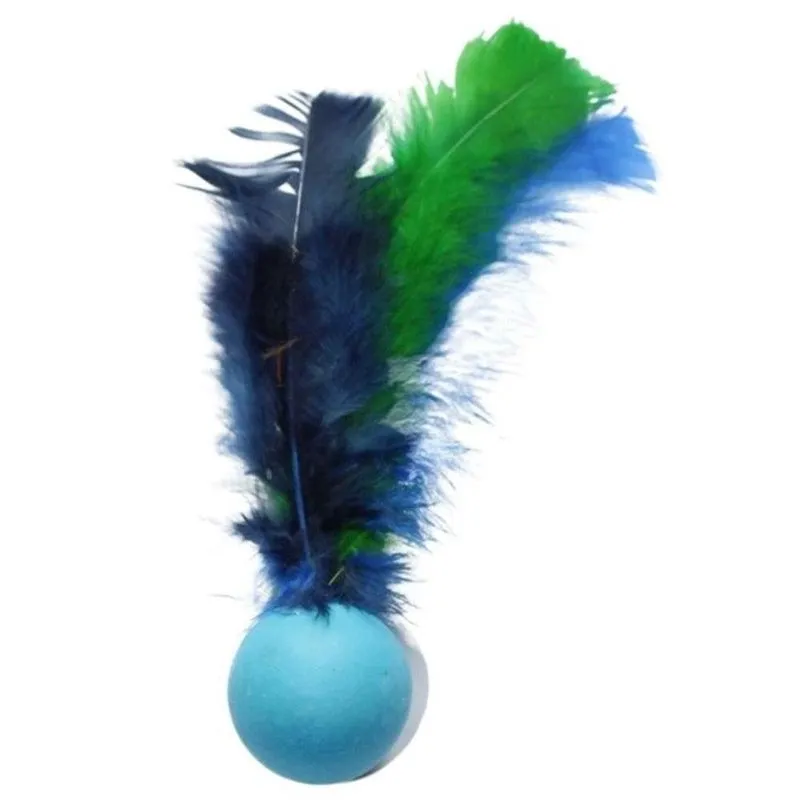 Brinquedo Para Gato Bolinha Ping Pong Com Pena 10 Unid