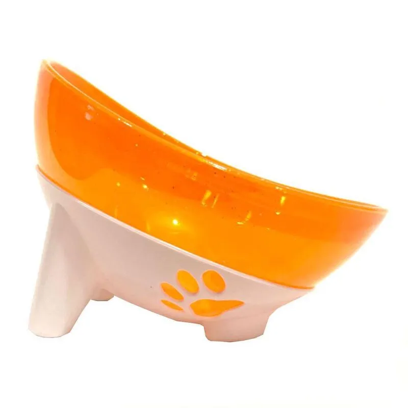 Comedouro Cachorro 600ml Bebedouro Cão Ergonômico - Laranja