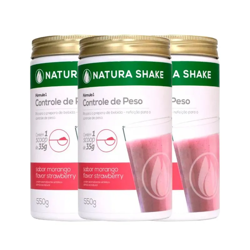 Kit Natura Shake Sabor Morango - Nutrigold - 1650g