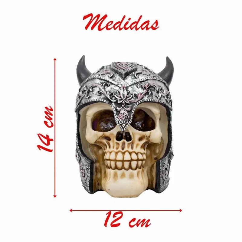 Caveira Capacete Chifres Viking Crânio Resina Decorado
