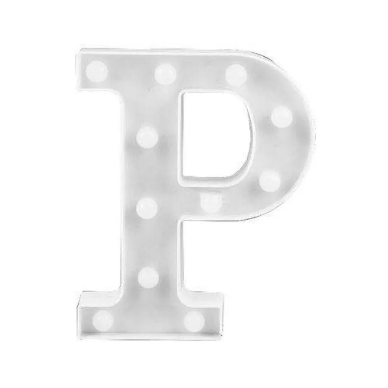 Luminária Branca Decorativa Letra Luminosa Led 3D - Letra P