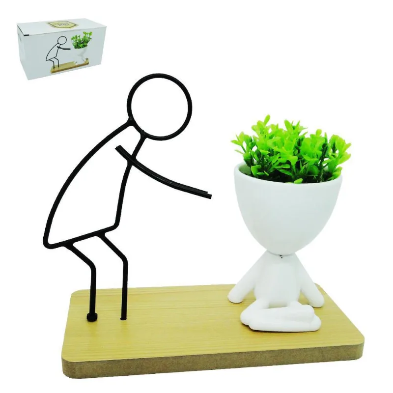 Flor Artificial Com Vaso Robert Plant De Plastico + Menino