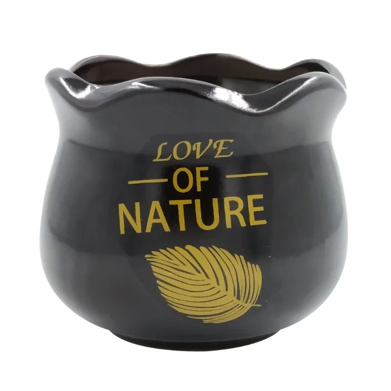 Vaso Love of Nature Decorativo 10x9cm em Cerâmica Golden Rio - Preto - LC