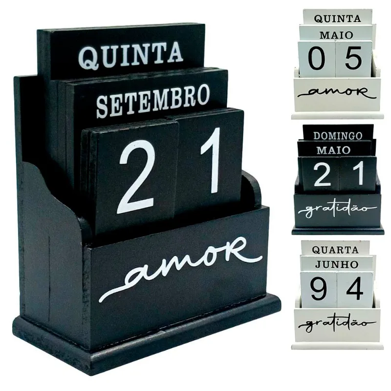 Calendário Decorativo 15x13cm em MDF Golden Rio