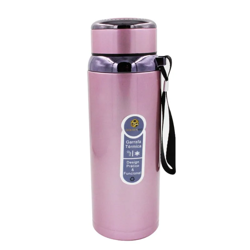 Garrafa Isotérmica 750ml em Aço Inox Golden Rio- Rosa