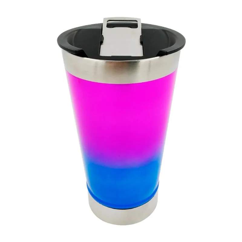 Copo Isotérmico Degradê C/ Abridor 550ml em Aço Inox Golden Rio-Modelo 1 Azul e Pink