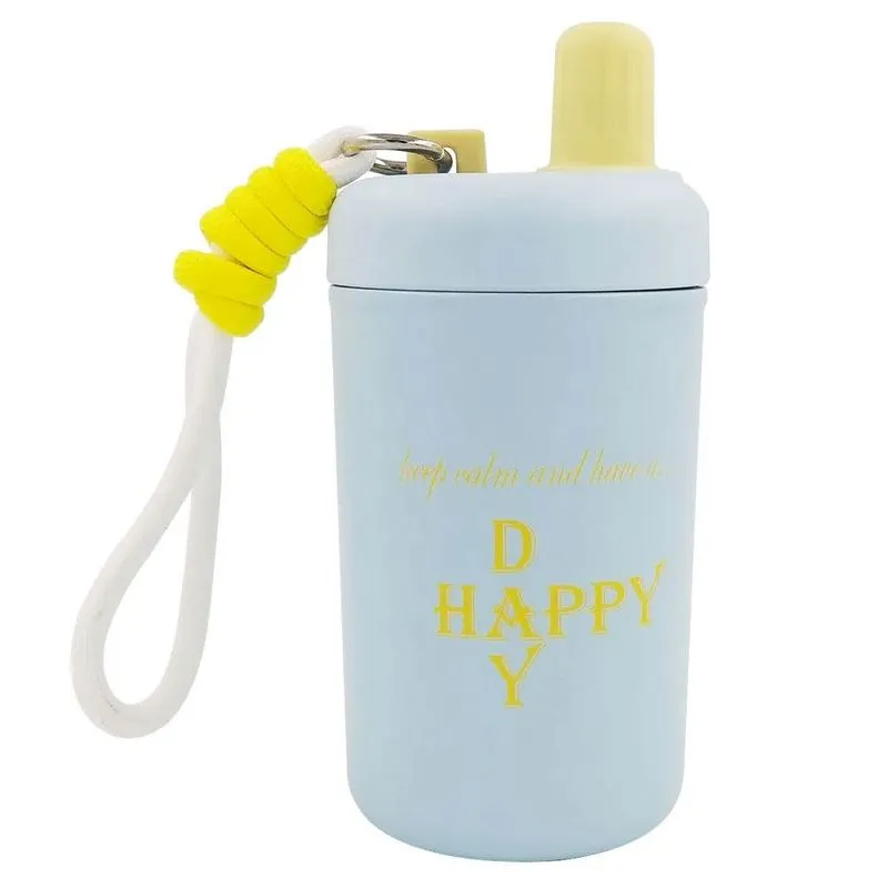 Garrafa Inox Com Alça E Canudo 400ml Sortida Golden Rio
