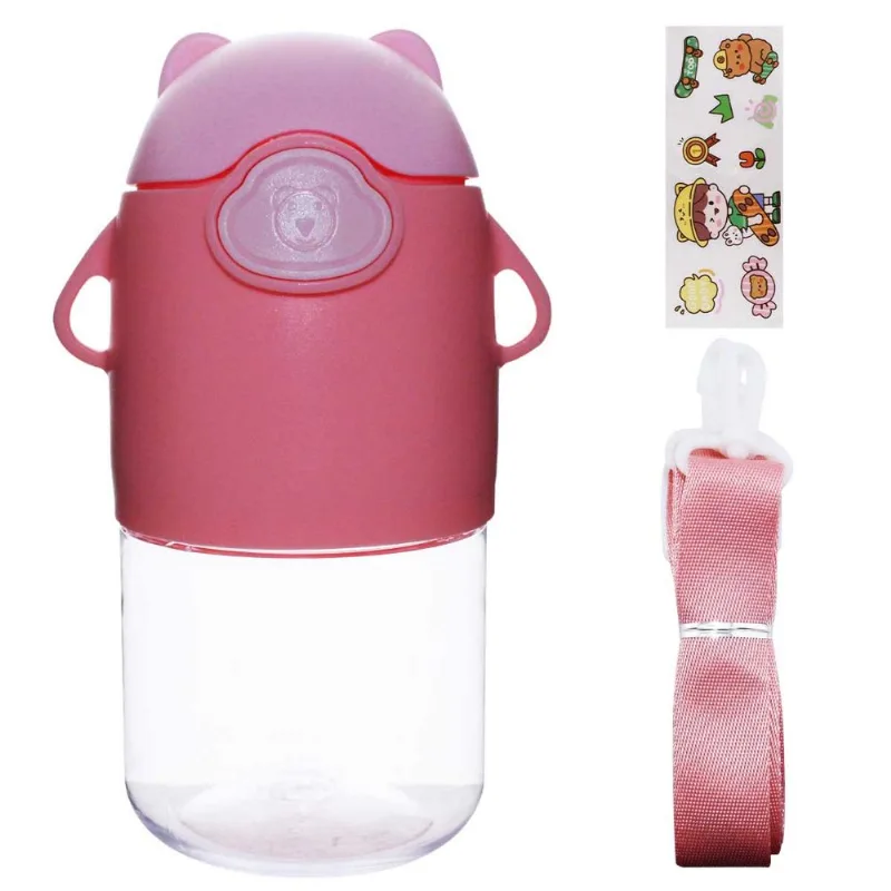 Garrafa Urso C/ Alça 600ml em Plástico Golden Rio-Rosa